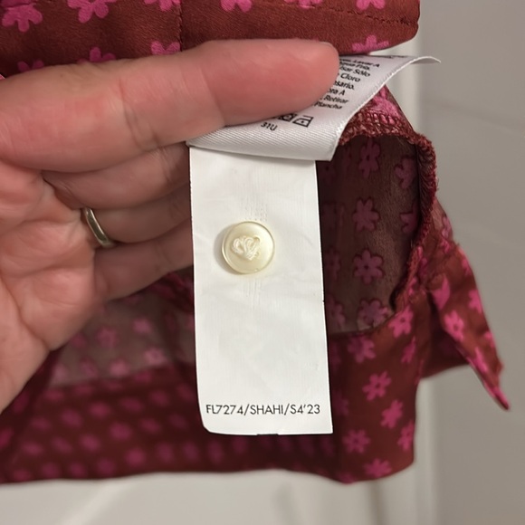 Red Patterned Button-Up Pajama Top - Picture 5 of 7